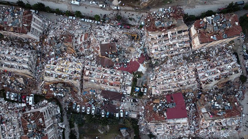 Destroyed buildings in Hatay, Turkey