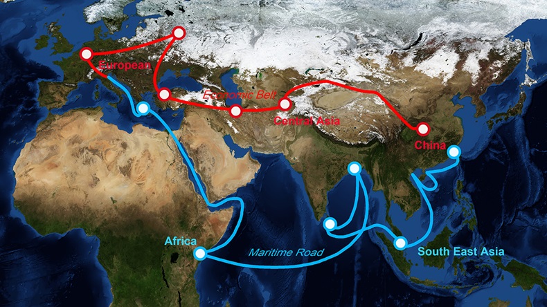 China Belt and Road map (YIUCHEUNG/Shutterstock.com)