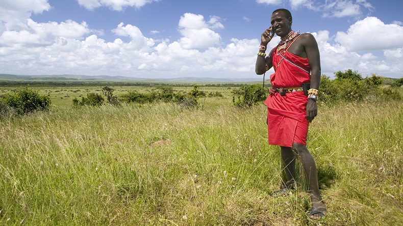 Masai on mobile phone (Joseph Sohm/Shutterstock.com)